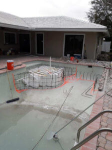 pool remodeling in progress - steel framing